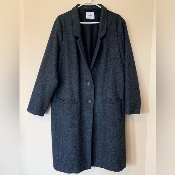 Old Navy, grey, size XL, long Pea coat, synthetic fabric blend, winter, office - Picture 1 of 6